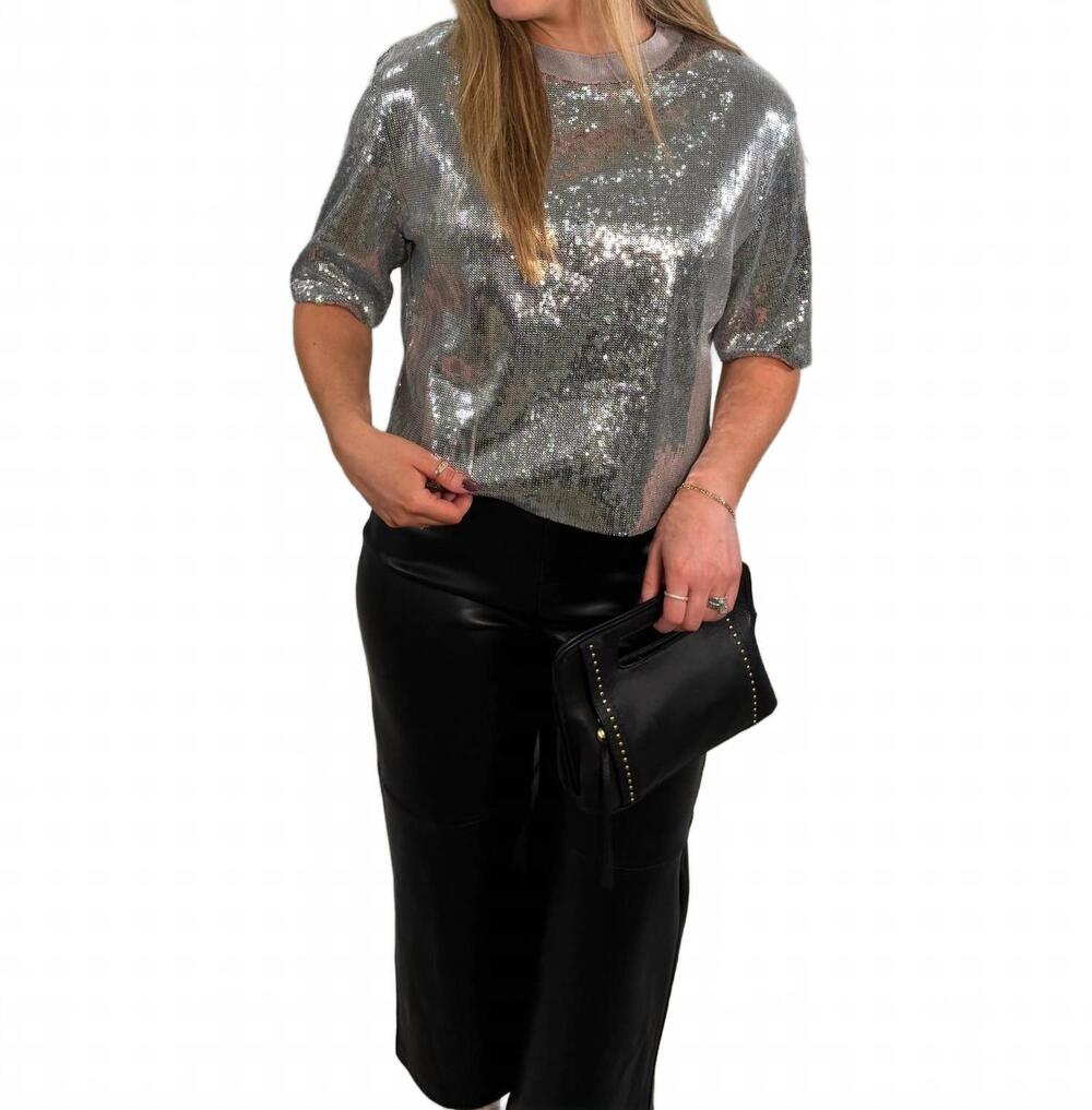 NEW ELAN sequin easy-fit tee in silver